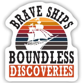 Mutige Schiffe - grenzenlose Entdeckungen - Kolumb - Sticker Größe S (10 x 10 cm) - Mattweiß - Vorne