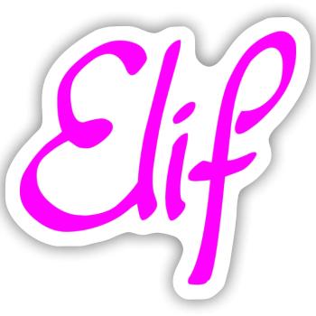 Neon Elif Schriftzug - Sticker Größe S (10 x 10 cm) - Mattweiß - Vorne