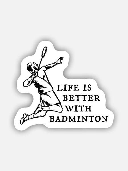 Badminton Badmintonspieler - Sticker Größe S (10 x 10 cm) - Mattweiß