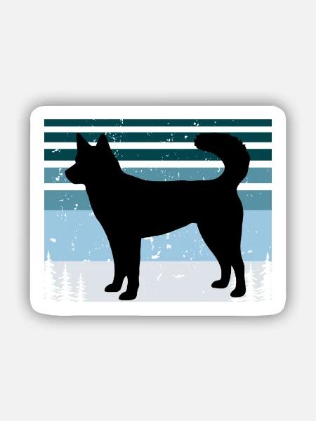 Kai Ken Hundeliebhaber Silhouette Vintage Sonnenuntergang - Sticker Größe S (10 x 10 cm) - Mattweiß