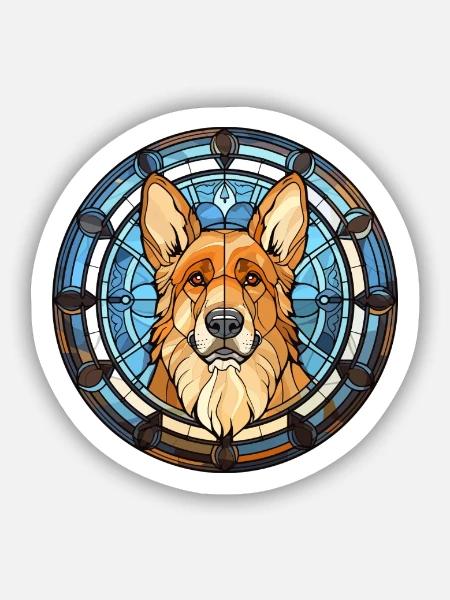 Karpatenschäferhund Rasse Buntglas Farbe - Sticker Größe S (10 x 10 cm) - Mattweiß