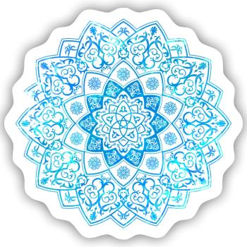 Mandala - Blau - Sticker Größe S (10 x 10 cm) - Mattweiß - Vorne
