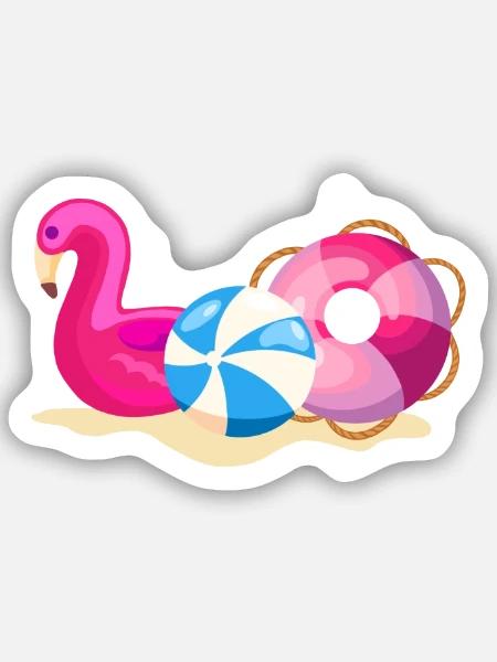 Badegadges in Pink - Sticker Größe S (10 x 10 cm) - Mattweiß