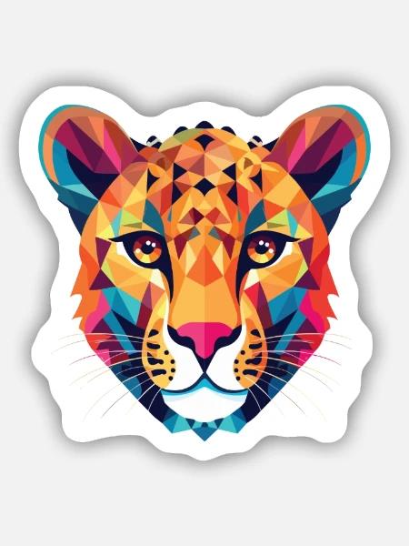 Gepard bunte Aquarell-Tier-Illustration - Sticker Größe S (10 x 10 cm) - Mattweiß
