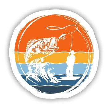 Angler Angeln - Sticker Größe S (10 x 10 cm) - Mattweiß - Vorne