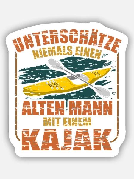 Alter Mann Kajak Kajakfahren Spruch Kajakfahrer - Sticker Größe S (10 x 10 cm) - Mattweiß