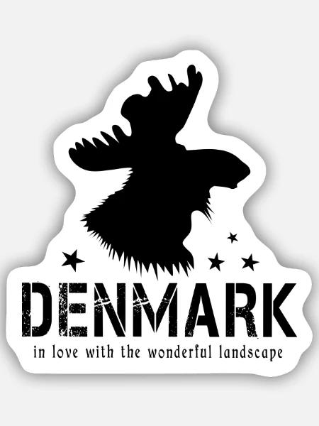 Dänemark Danmark Elch - Sticker Größe S (10 x 10 cm) - Mattweiß