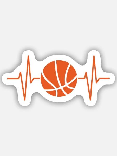 Heartbeat Basketball - Sticker Größe S (10 x 10 cm) - Mattweiß