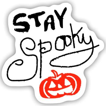 stay spooky Kürbis - Sticker Größe S (10 x 10 cm) - Mattweiß - Vorne