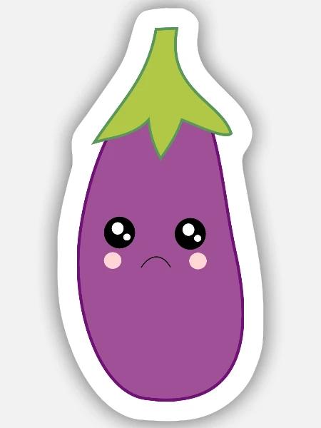 Grumpy Aubergine Lustiges Wichtel Geschenk - Sticker Größe S (10 x 10 cm) - Mattweiß