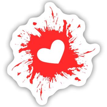 Herz Fleck Tinte rot - Sticker Größe S (10 x 10 cm) - Mattweiß - Vorne