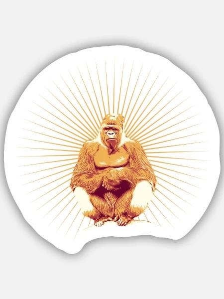 Gorilla Retro - Sticker Größe S (10 x 10 cm) - Mattweiß
