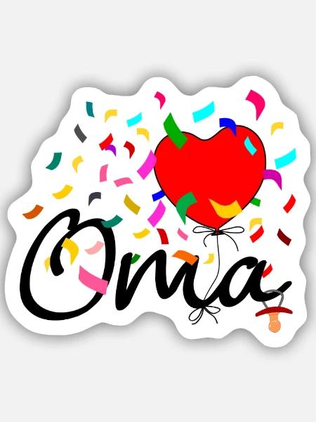 Oma Konfetti - Sticker Größe S (10 x 10 cm) - Mattweiß