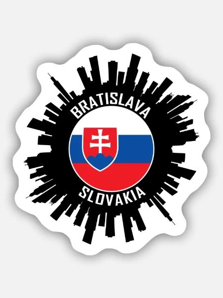 Bratislava Skyline Slowakei Flagge Reisesouvenir - Sticker Größe S (10 x 10 cm) - Mattweiß