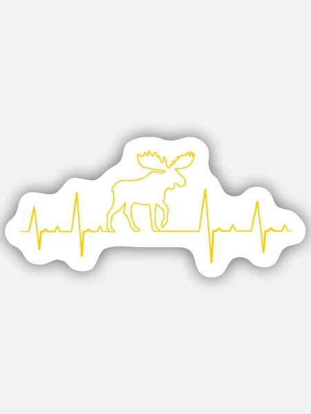 Heartbeat Elch - Sticker Größe S (10 x 10 cm) - Mattweiß