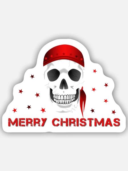 Merry Christmas skull - Sticker Größe S (10 x 10 cm) - Mattweiß
