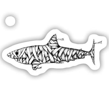 Hai Mumie - Sticker Größe S (10 x 10 cm) - Mattweiß - Vorne
