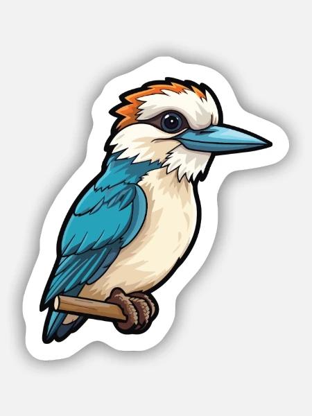 Kookaburra Cartoon Kawaii Aquarell Illustration - Sticker Größe S (10 x 10 cm) - Mattweiß