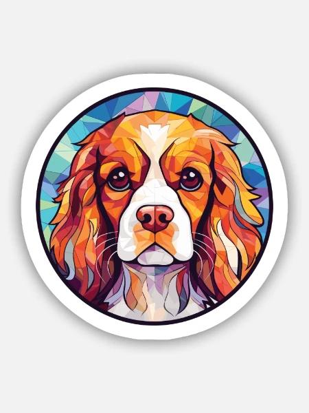 Cavalier King Charles Spaniel Hunderasse Aquarell - Sticker Größe S (10 x 10 cm) - Mattweiß