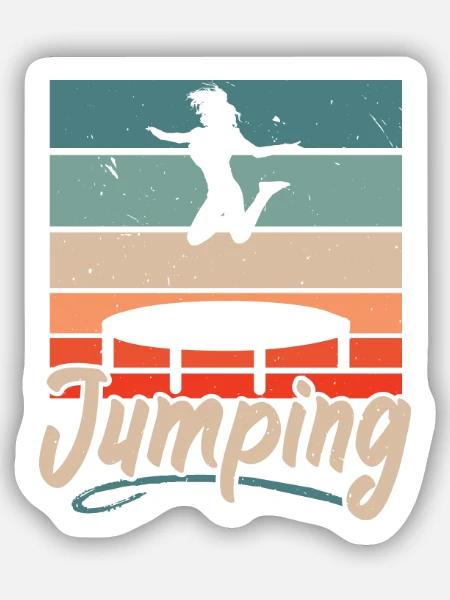 Springendes Trampolin Trampolin Trampolinspringen - Sticker Größe S (10 x 10 cm) - Mattweiß