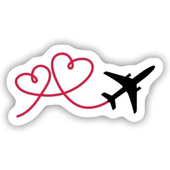 Flugzeug Flieger mit Herz - Sticker Größe S (10 x 10 cm) - Mattweiß - Vorne