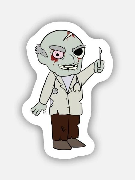Zombie Doktor Arzt - Sticker Größe S (10 x 10 cm) - Mattweiß