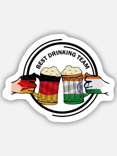 Prostfreudige Bierfreunde Indien - Sticker Größe S (10 x 10 cm) - Mattweiß