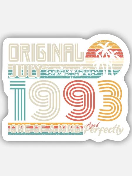 Juli 1993 Geburtstag Juli 1993 Geschenk - Sticker Größe S (10 x 10 cm) - Mattweiß