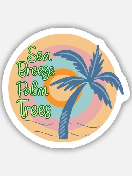 Meeresbrise Palmenbaum - Sticker Größe S (10 x 10 cm) - Mattweiß