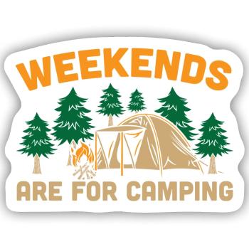 Wochenenden sind fürs Campen - Sticker Größe S (10 x 10 cm) - Mattweiß - Vorne