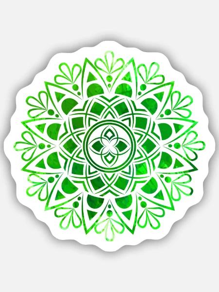 Mandala - Grün - Sticker Größe S (10 x 10 cm) - Mattweiß
