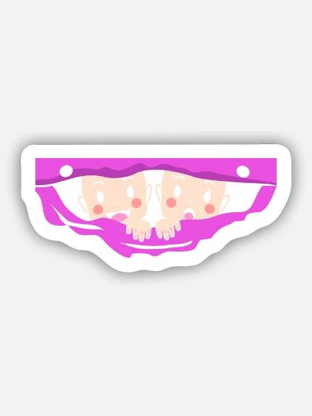 Zwillinge Gucken Schwanger Schwangerschaft Twins - Sticker Größe S (10 x 10 cm) - Mattweiß