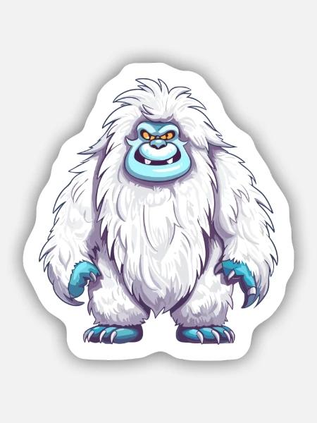 Yeti Buntes Aquarell Cartoon Kawaii Tier - Sticker Größe S (10 x 10 cm) - Mattweiß