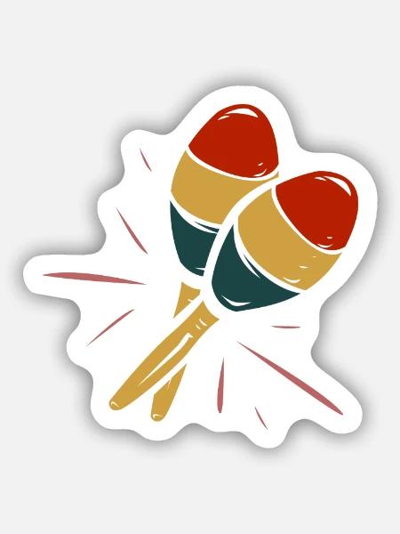 Rhythmische Maracas Perkussion - Sticker Größe S (10 x 10 cm) - Mattweiß