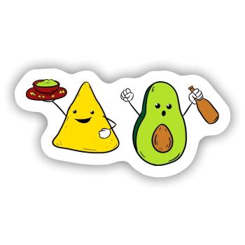 Guacamole Nacho Avocado Fiesta Mexico - Sticker Größe S (10 x 10 cm) - Mattweiß - Vorne