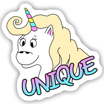 Einzigartiges Einhorn - Sticker Größe S (10 x 10 cm) - Mattweiß - Vorne