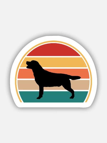 Labrador Hundeliebhaber Silhouette Vintage Sonnenuntergang - Sticker Größe S (10 x 10 cm) - Mattweiß