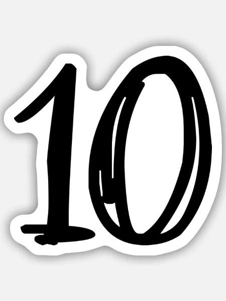 10. 10 JAHRE. 10-JÄHRIGES JUBILÄUM. GEBURTSTAG 10 JAHRE. - Sticker Größe S (10 x 10 cm) - Mattweiß