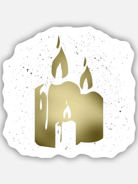 Goldene Gedenkkerze Silhouette - Sticker Größe S (10 x 10 cm) - Mattweiß