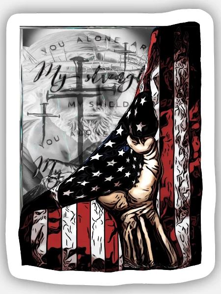 Düstere Patriotische Flaggenhand - Sticker Größe S (10 x 10 cm) - Mattweiß