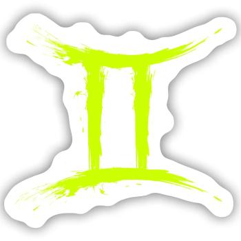 Sternzeichen Zwillinge Gelb Gemini Symbol - Sticker Größe S (10 x 10 cm) - Mattweiß - Vorne