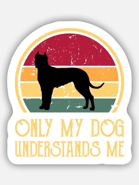Cordoba Kampfhund Liebhaber Silhouette Retro Sonnenuntergang - Sticker Größe S (10 x 10 cm) - Mattweiß