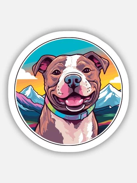 Staffordshire Bullterrier Hunderasse Karikatur Kawai - Sticker Größe S (10 x 10 cm) - Mattweiß