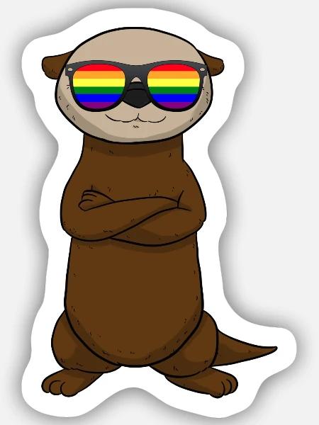 LGBT Sunglasses Otter Tier LGBTQ Sonnebrille - Sticker Größe S (10 x 10 cm) - Mattweiß
