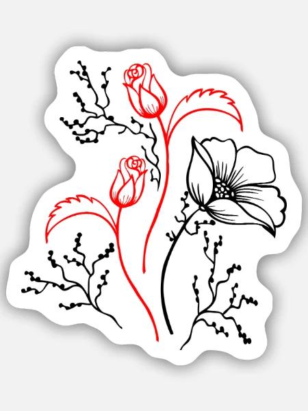 Blumenstrauß - Sticker Größe S (10 x 10 cm) - Mattweiß