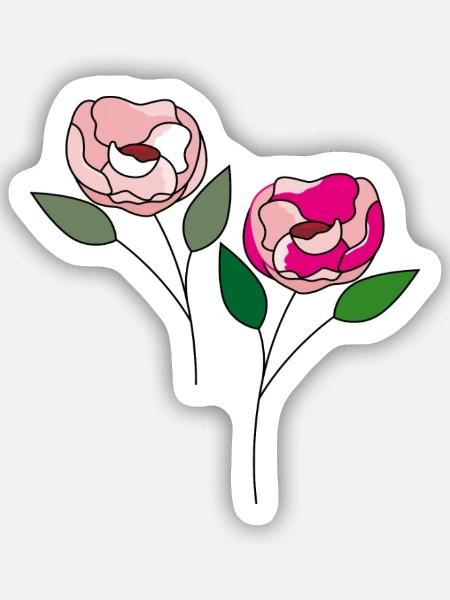 zwei Blumen - Sticker Größe S (10 x 10 cm) - Mattweiß
