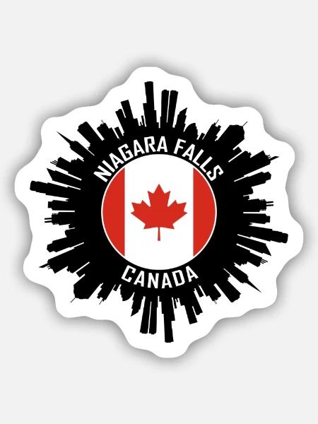 Niagara Falls Skyline Kanada Flagge Reisesouvenir - Sticker Größe S (10 x 10 cm) - Mattweiß
