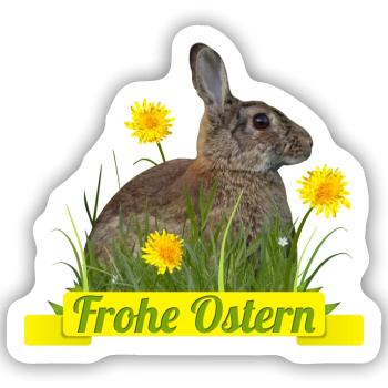 Frohe Ostern Osterhase - Sticker Größe S (10 x 10 cm) - Mattweiß - Vorne
