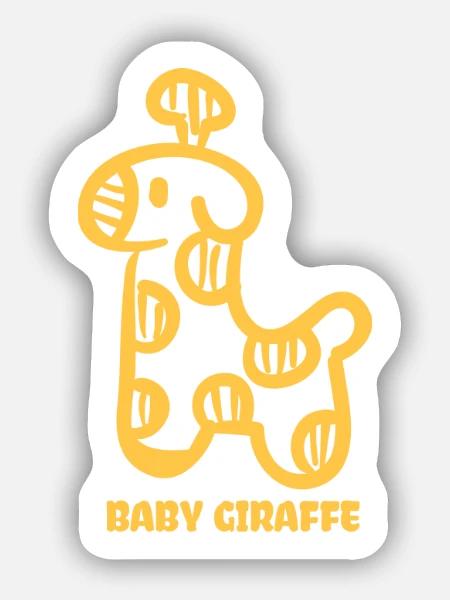 Baby Giraffe - Gelbe Giraffe Babyshirt - Sticker Größe S (10 x 10 cm) - Mattweiß