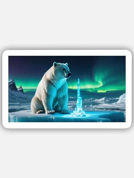 Eisbär und Eiskristall - Sticker Größe S (10 x 10 cm) - Mattweiß